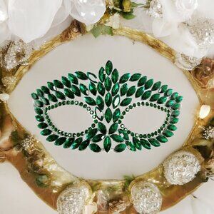 Handmade masquerade mask, Green crystal mask, Wedding party mask Masquerade ball